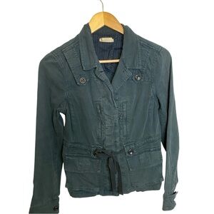 Forest Green Utility Jacket with Waist Drawstring